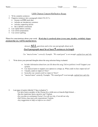 Concert critique on november 27th, the allen wind ensemble band performed their winter band concert consisting of scherzo for x wings by john williams, hymn to a blue hour by john mackey, and second suite in f for military band by gustav holst. Concert Reflective Essay Chorus Doc