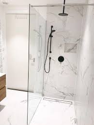 Marble Bathroom Wet Room Marble Feature Bathroom Full Height Carrara Shower Niche Mode Small Bathroom Renovations White Marble Bathrooms Modern Small Bathrooms