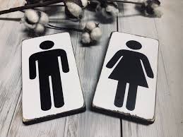 Funny Bathroom Signs Set Of 2 Signs His And Hers Bathroom Etsy Funny Bathroom Signs Bathroom Signs Black Chalk Paint