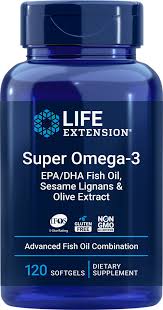Super Omega 3. EPA DHA Fish Oil With Olive Extract & Sesame Lignans, 120  softgels - Life Extension