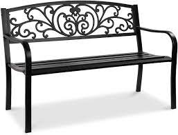 Product titleoutdoor benches, farmhouse decor metal outdoor bench, garden bench outdoor bench patio bench, loveseat outdoor bench, patio park porch garden bench chair, outdoor benches c, black, w9160. Amazon Com Best Choice Products 50in Steel Garden Bench For Outdoor Park Yard Patio Furniture Chair W Floral Design Backrest Slatted Seat Black Garden Outdoor
