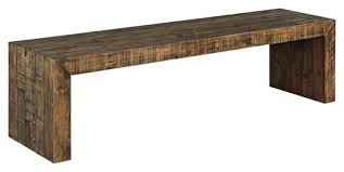 H cherry mid century modern wood dining bench with back/arms and upholstered seat in tan fabric. Sommerford Large Dining Room Bench D775 09 Benches Carey S Furniture