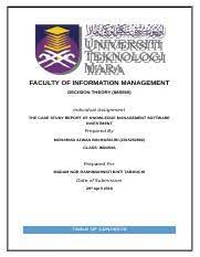 © © all rights reserved. Individual Assignment Ims555 1 Cover Page Faculty Of Information Management Decision Theory Ims555 Individual Assignment The Case Study Report Of Course Hero