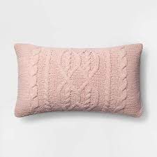 Mix the oversize lumbar mod palm outdoor pillow ($20) into your existing pillow collection, or keep it by itself for a minimal look. Cable Knit Chenille Oversize Lumbar Throw Pillow Pink Threshold Target
