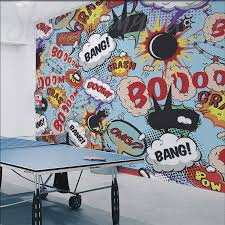 The wood floors contrast beautifully with the white and make it pop even more. Xl Comic Wall Mural Cartoon Crash Boom Bang Pop Art Wallpaper Mural