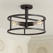 Quoizel New Harbor 15 W Western Bronze 3 Light Ceiling Light 66k27 Lamps Plus Ceiling Lights Cage Ceiling Light Quoizel