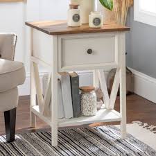 White Wash Drawer Wood Side Table Natalee In 2020 Side Table Wood End Tables With Drawers Rustic End Tables