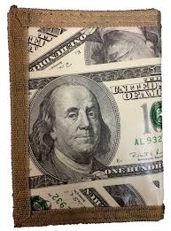 The mens wallet has 9 insert slots for credit cards and business cards. Wholesale 100 Dollar Print Tri Fold Wallet Sku 2316959 Dollardays