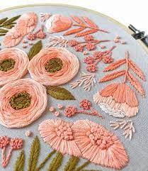 Modern Floral Pink Hand Embroidery Hoop Art Inspiration In 2021 Dmc Embroidery Floss Hand Embroidered Flowers Animal Embroidery Designs
