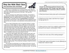 They See With Their Ears 4th Grade Reading Comprehension Worksheet 4th Grade Reading Worksheets Reading Comprehension Worksheets Comprehension Worksheets