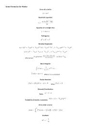Some Formulae For Additional Mathematics