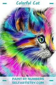 Colorful Cat Painting By Numbers Selfartistry Com Rainbow Kittens Rainbow Cat Cat Colors
