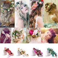 2pcs Women Kid Wedding Flower Hair Garland Crown Headband Floral Wreath Hairband Hair Garland Wedding Hair Flowers Floral Headbands