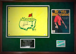 Tiger Woods Masters Golf Pin Flag Custom Frame Sports Memorabilia Display Tiger Woods Masters Golf