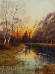 Herbstabend In Den Isarauen Bei Freising By Adalbert Wex Painting Sunrise Sunset Sunrise