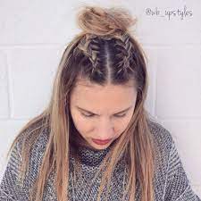 Double Dutch French Braid Top Knot Braided Top Knots Top Knot Hairstyles Top Braid