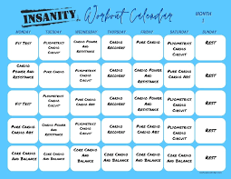 Download Print The Insanity Workout Calendar Schedule