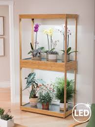 Two Tier Led Grow Lights In Bamboo Plant Stand Gardeners Com Led Grow Lights Grow Lights Bamboo Plants