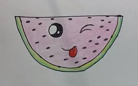 How to draw dragon fruit easy. How To Draw A Cute Watermelon Draw Fruit And Coloring Pages