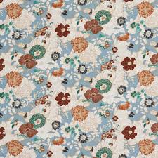 Floral upholstery and drapery fabrics offer a romantic and feminine motif that enhance any home decor. B0420c Light Blue Brown And Green Abstract Floral Print Upholstery Fabric