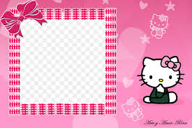 Hello Kitty Frame Pink lovely frame clipart png element, circle frame, pink frame, white png and vector with transparent background for free download. hello kitty frame