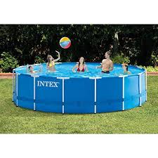 Amazon Com Intex 15ft X 48in Metal Frame Pool Set With Filter Pump Ladder Ground Cloth Pool Cover Garden Outdo Above Ground Swimming Pools Intex Pool