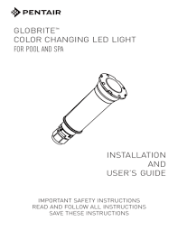 View globrite document online or download in pdf. Pentair Globrite Installation Owner S Manual Manualzz