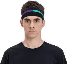 Thin Purple-Teal Line Flag Headband for Men Women Sports Sweatband for  Fitness Exercise Moisture Wicking Running Yoga Hairbands