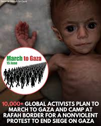 A global campaign @marchtogaza has been launched which already includes  over 10,000 activists from 32 different countries. The initiative brings  together a diverse coalition of trade unions, human rights organisations,  solidarity movements,
