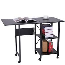 When i'm working with my cricut machine, i find it's better to have a slightly higher work surface as i'm standing up a lot. Inbox Zero Foldable Computer Desk With Storage Shelves Study Table For Home Office Black Wayfair