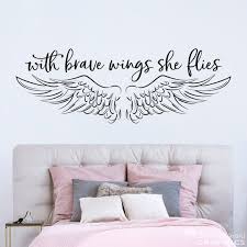 A romantic bedroom offers a warm and inviting atmosphere. With Brave Wings She Flies Decal She Quote Girl Bedroom Decor Wings Wall Art In 2021 Bedroom Decor Brave Wings Girl Bedroom Decor