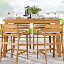 Modway Riverlake Natural 55 In Ash Wood Bar Height Outdoor Dining Table In 2020 Outdoor Bar Table Outdoor Dining Table Patio Bar Table