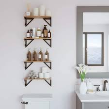 51% off metal wall mount rack floating wall mount display unit shelf dvd storage for home kitchen bathroom storage 1 review cod. Buy Wallniture Minori Floating Shelves Set Of 4 Small Bookshelf Unit For Bedroom Office Bathroom And Living Room Natural Burned Rustic Wood Wall Decor With Metal Floating Shelf Bracket Online In Singapore