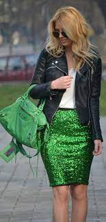 Pin By Swarovski On More Sparkle Green Sequin Skirt Fashion St Patrick S Day Outfit
