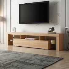 Lagabe this wall and base unit combo is mounted against a wood panel backdrop, which visually holds the entire arrangement together. 200cm Tv Stand Cabinet 2 Drawers Entertainment Unit Wood Storage Shelf Oak Crazy Sales