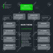 Modern Design Organization Chart Template In Flat Style On Dark