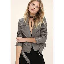 Tough Girl Grey Vegan Leather Moto Jacket 102 Liked On Polyvore Featuring Outerwear Vegan Leather Moto Jacket Black Outfit Edgy Gray Leather Jacket Outfit
