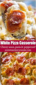 Easy Pepperoni Pizza Casserole Recipe Sweet And Savory Meals Recipe Pizza Casserole White Pizza White Pizza Sauce