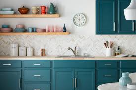 teal kitchen cabinets