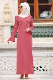 Nayla Collection Volan Kol Boncuk Detayli Gul Kurusu Tesettur Elbise 74760gk Tesetturisland Com The Dress Musluman Elbisesi Ve Basortusu Modasi