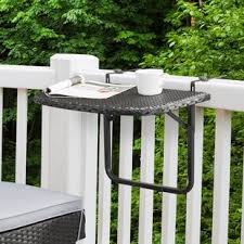 Perfect for small balconies, this table can be installed onto the railing. Balcony Railing Table Wayfair