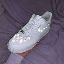 Reflective Louis Vuitton Pattern Nike Air Force 1 The Custom Movement In 2020 White Nike Shoes Nike Shoes Air Force Jordan Shoes Girls
