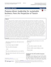 Pdf Purpose Driven Leadership For Sustainable Business From The Perspective Of Taoism