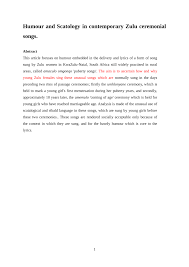 Pdf Humor And Scatology In Contemporary Zulu Ceremonial Songs