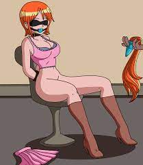 ball gag blindfold blindfolded bondage bottomless chair chair  bondage chakoozie gag gagged helpless nami no panties one piece pantless  slave 