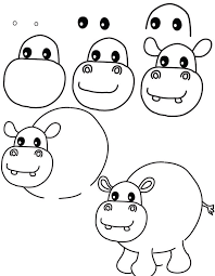 How To Draw A Hippopotamus Easy Drawings Animal Drawings Drawings