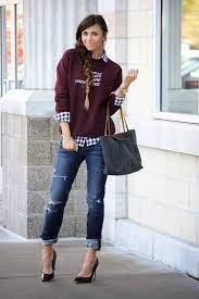 I Have These Jeans Cute Top Would Be Great If They Were Connected Not Bulky Not Heavy No On The Shoe Casual Winter Outfits Fall Sweatshirt Outfit Fashion