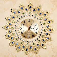Fabulous Decorative Peacock Feather Design Metal Artwork Mute Wall Clock Clock Wall Art Clock Art Wall Clock Design