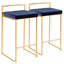 Westelm.com has been visited by 100k+ users in the past month Lumisource Fuji 26 In Gold Stackable Counter Stool With Blue Velvet Cushion Set Of 2 B26 Fuji Auvbu2 The Home Depot