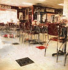 A small diner with an even smaller mustang. Vintage Small Town Diner Mixed Media By Dan Sproul